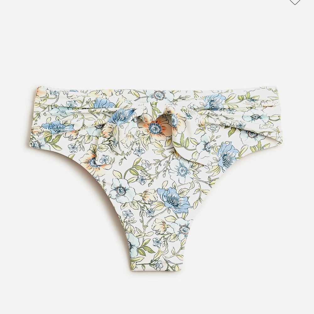 NWT J. Crew Floral Bikini Bottoms in White, Blue, Green, and Peach, M